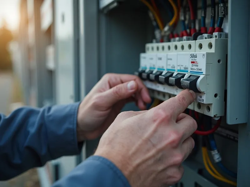Elektriker prüft den Sicherungskasten